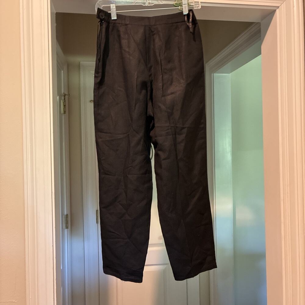 Black Long Pants Plaza, South Petite Linen Size 4